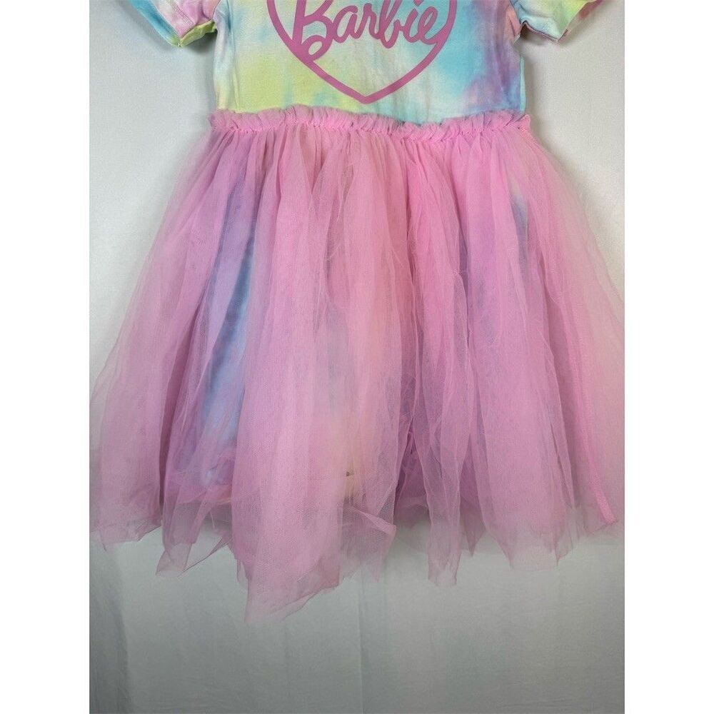 Barbie Girls Dress Size 3T Multicolor Tie-Dye Tulle Tutu Knee Length - Picture 6 of 14
